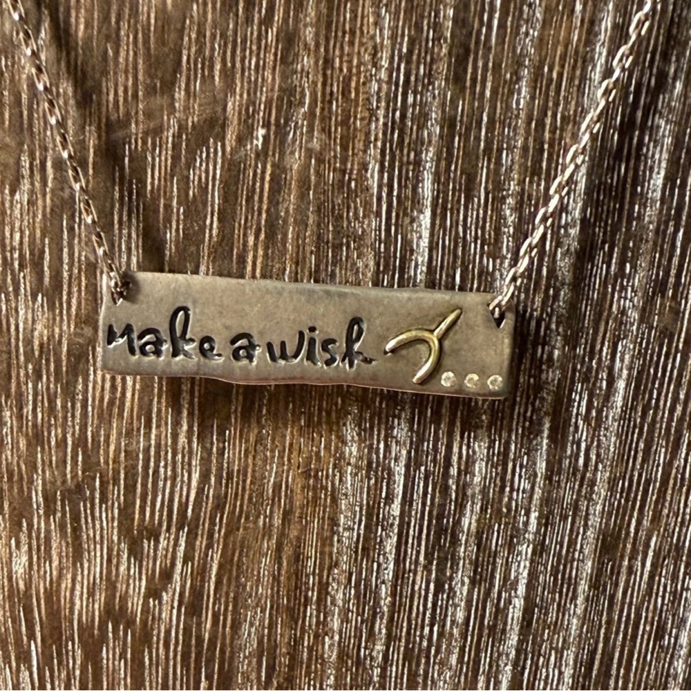 Make A Wish Sterling Silver Wishbone Bar Necklace